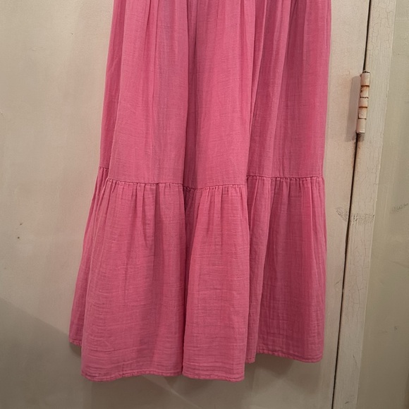 ZARA brand NEW with tags pink gauze cotton maxi dress with tie straps in Sz.L - Picture 7 of 9